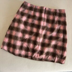 Aritzia Wilfred Classic Pink and Brown Plaid Mini Skirt in 0 or 00